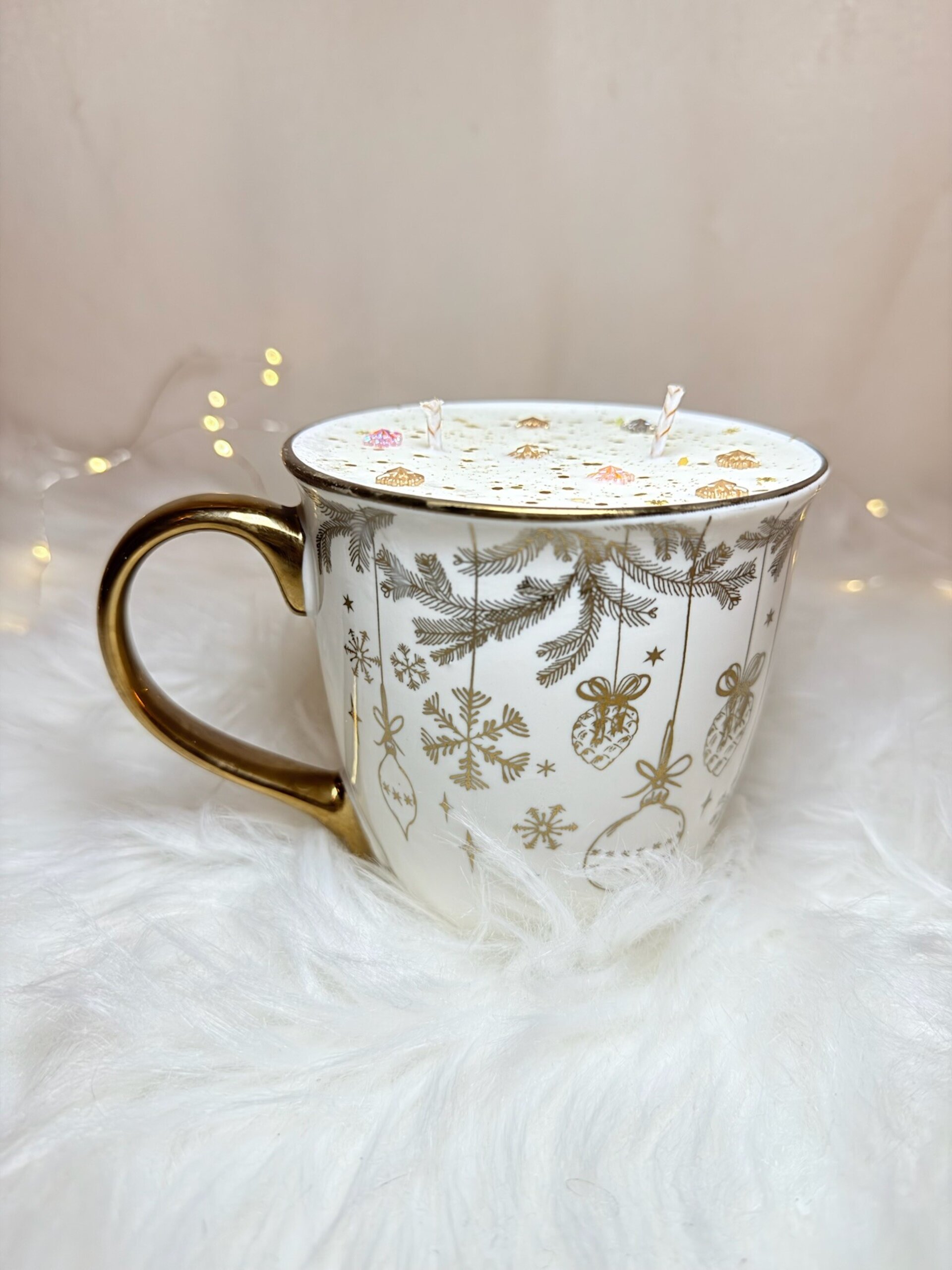 Vela en taza “Copos de Navidad” - 2