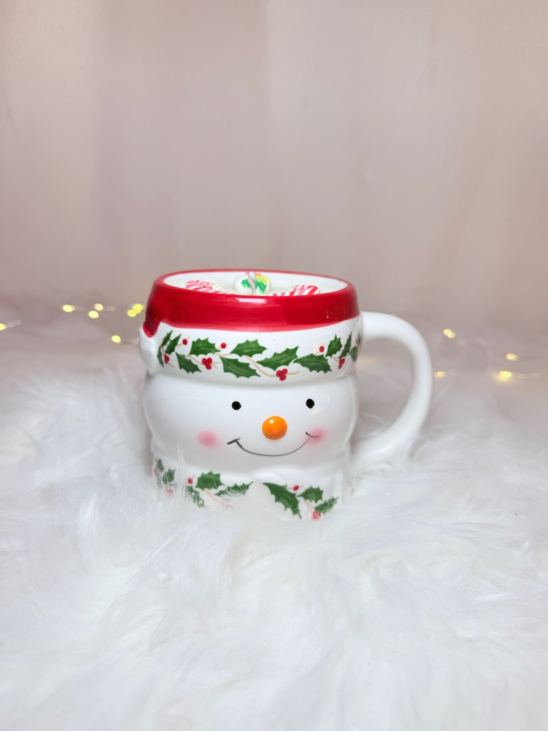Vela en taza “Muñeco de nieve” - 3